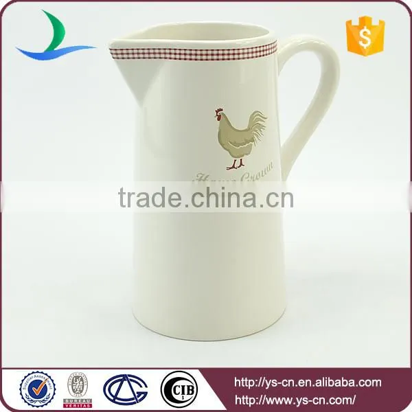 good price with best sale cute cock decal ceramic white jug