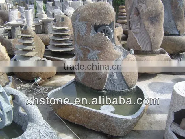Granite bamboo shaped stone fountain for park decoration