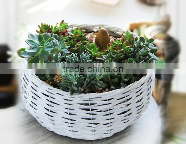 Handmade wicker woven flower pot garden flower basket