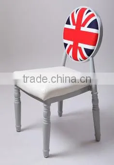 wholesale Quality European antique metal upholstered oval back dining chair QL-T854