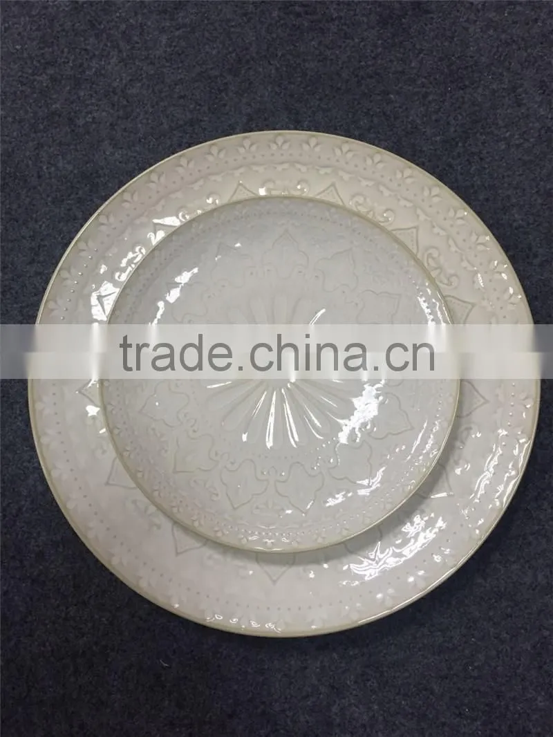 Wholesale embossment ceramic catering dinner plates