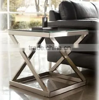 Popular style stainless steel modern gold color coffee table with glass top