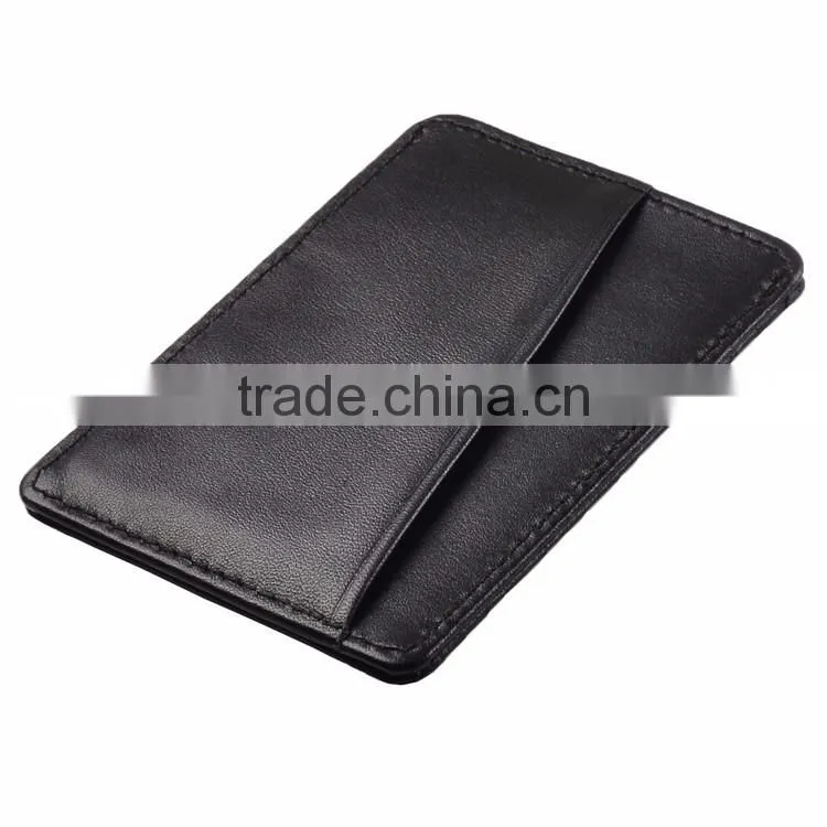 Slim Leather Front Pocket Wallet Credit Card Holder Case - black