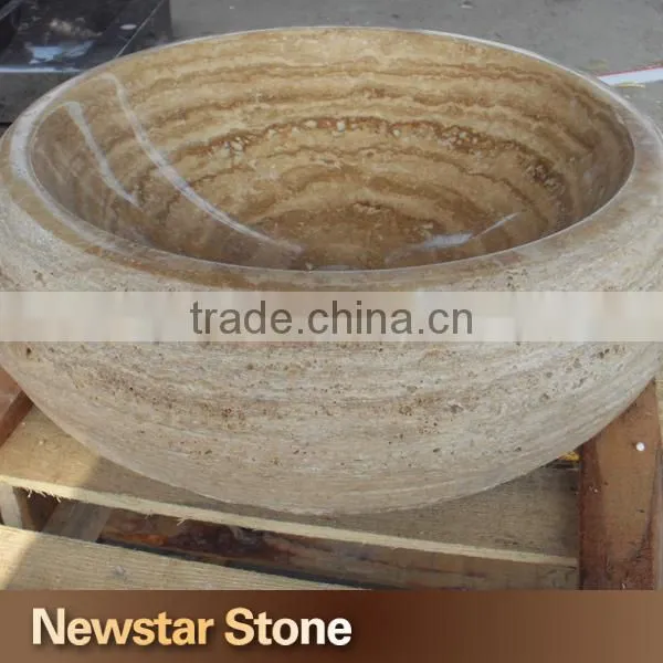 Made in China polished travertine natural stone outdoor sink