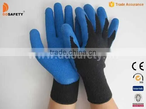 DDSAFETY 10 Gauge Cotton Gloves Blue Latex Coating Gloves