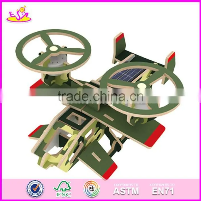 2017 New design diy assemble children wooden toy airplanes W03B065