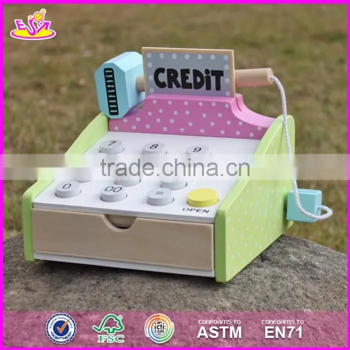 2017 new design children preschool wooden toy credit card machine W10A059