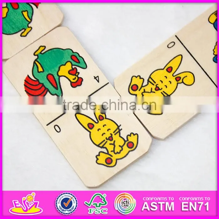 2016 New and popular children wooden cartoon animal domino toy WJ277610