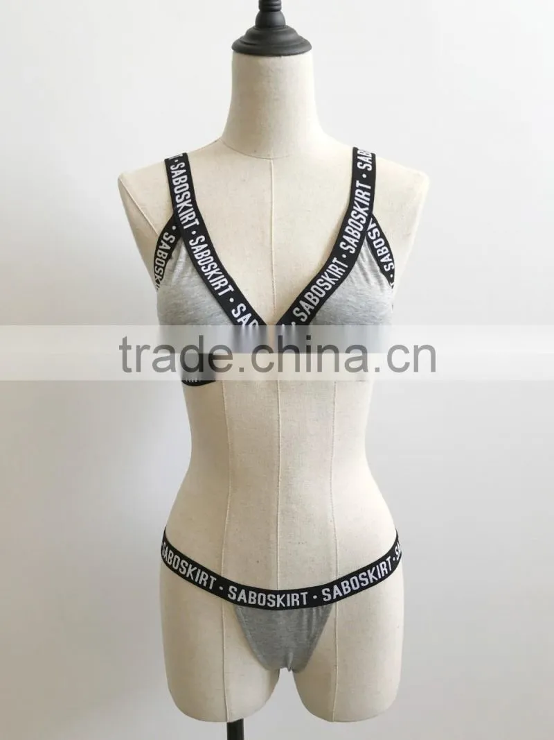 2017 new design letters printing open sexy girl full photo fashion sexy girl swimwear