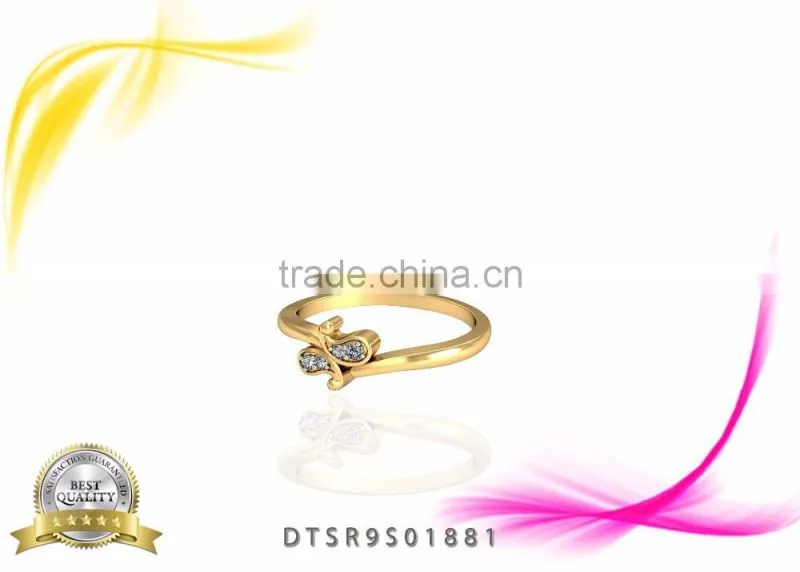 Elegant light weight 14kt Gold Plated CZ Studded Ring