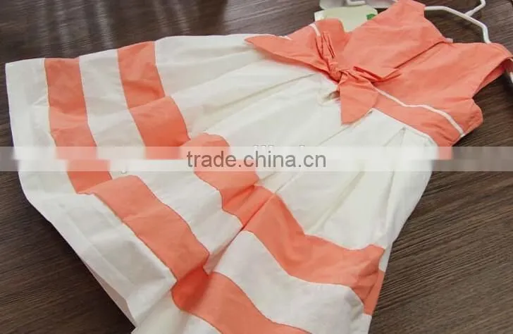 2016 Two color dress polyesrer cotton baby girl summer dress
