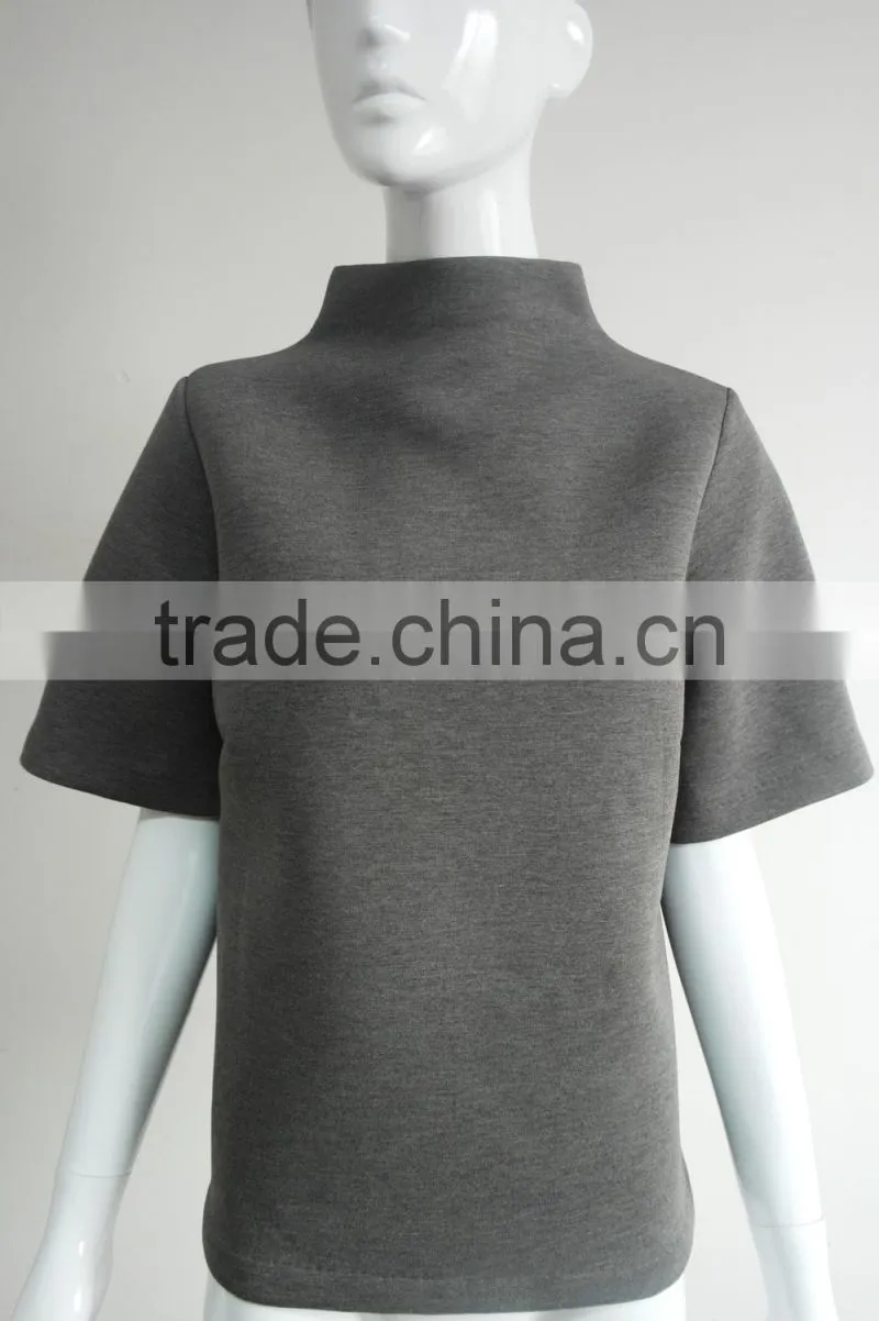 Fashion women neoprene knit blouse top