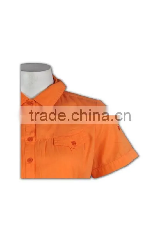 Hot Sales factory price orange customized trim collar shirt