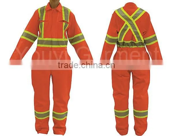 hi vis orange csa standard safety fire resistant 100% cotton coverall coverall