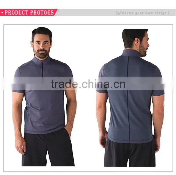 Classical Solid Color Contrast Piping 1/4 Zipped Pullover Sport Sweatshirt