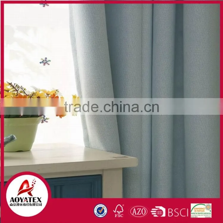 Polyester-cotton fabric blackout window curtain with dark blue