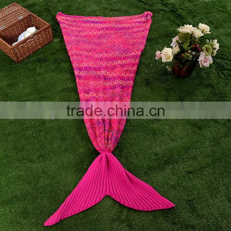 rope net purple knitted mermaid tail blanket
