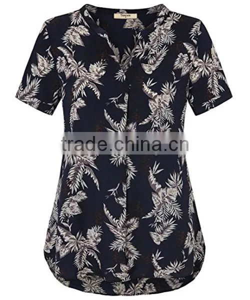 Modern style latest chiffon tops mature ladies sample blouse