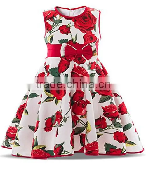 children's tight waist cartoon printed sleeveless dress