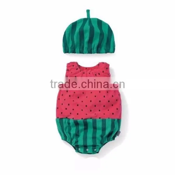 cartoon animal fruit sleeveless 100% cotton baby romper with hat