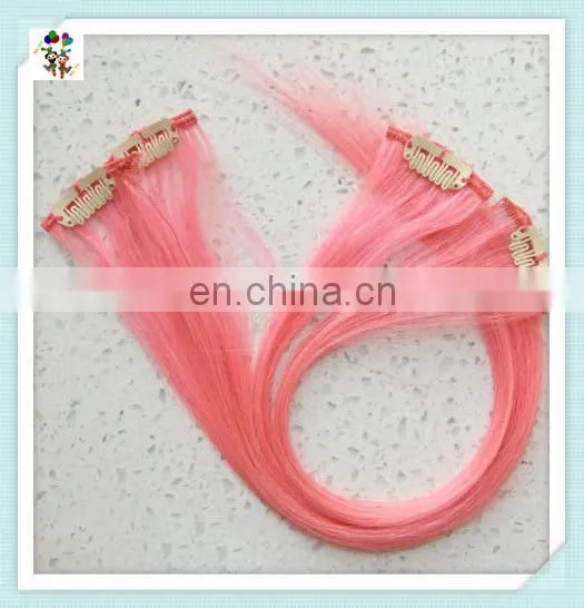 Cheap Pink Girls Hairpiece Synthetic Clip In Hair Extensions HPC-0153