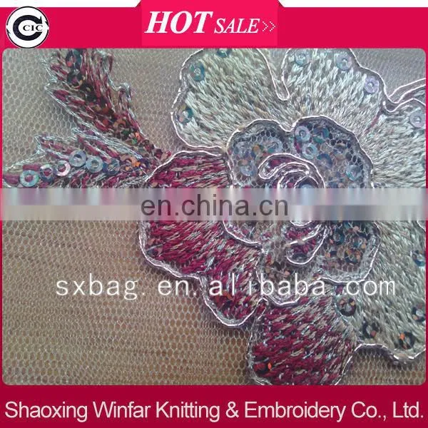 mesh sequin indian fabric embroidery borders for lady dress garment