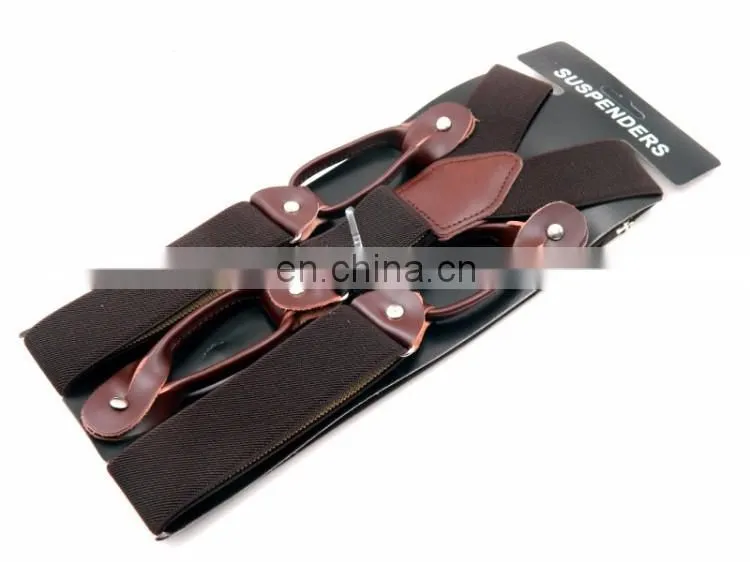 2017 Best quality leather mens suspenders button suspenders