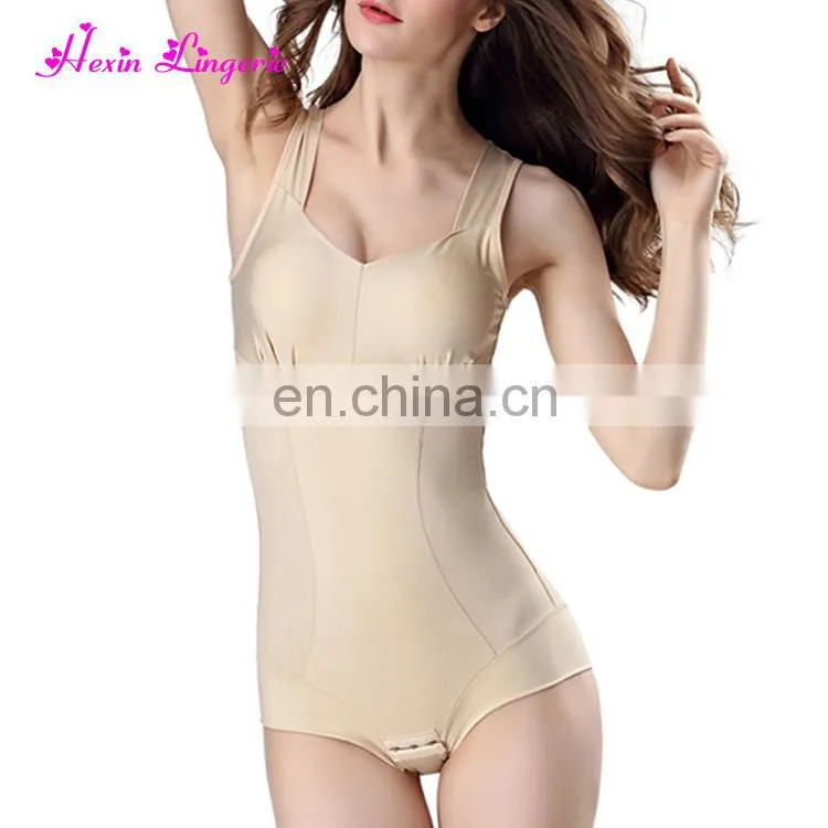 Wholesale Nude Padded Cups Flatten Tummy Compression Bodysuit Women