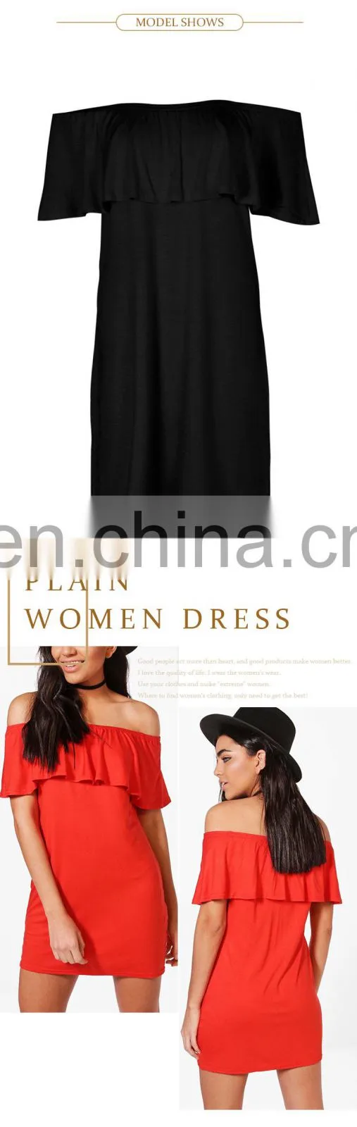 top selling custom clothes casual off shoulder plain mini dress