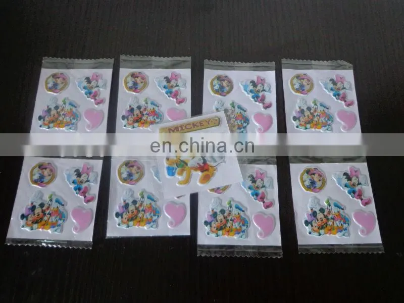 Fashion design promotional colorful lovely cartoon small puffy stickers