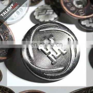 custom brand logo aluminum metal jeans button
