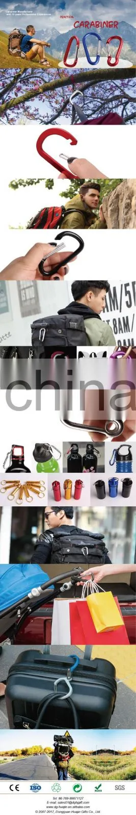 Aluminum Solid Black D Shape Carabiner,keychain IN STOCK