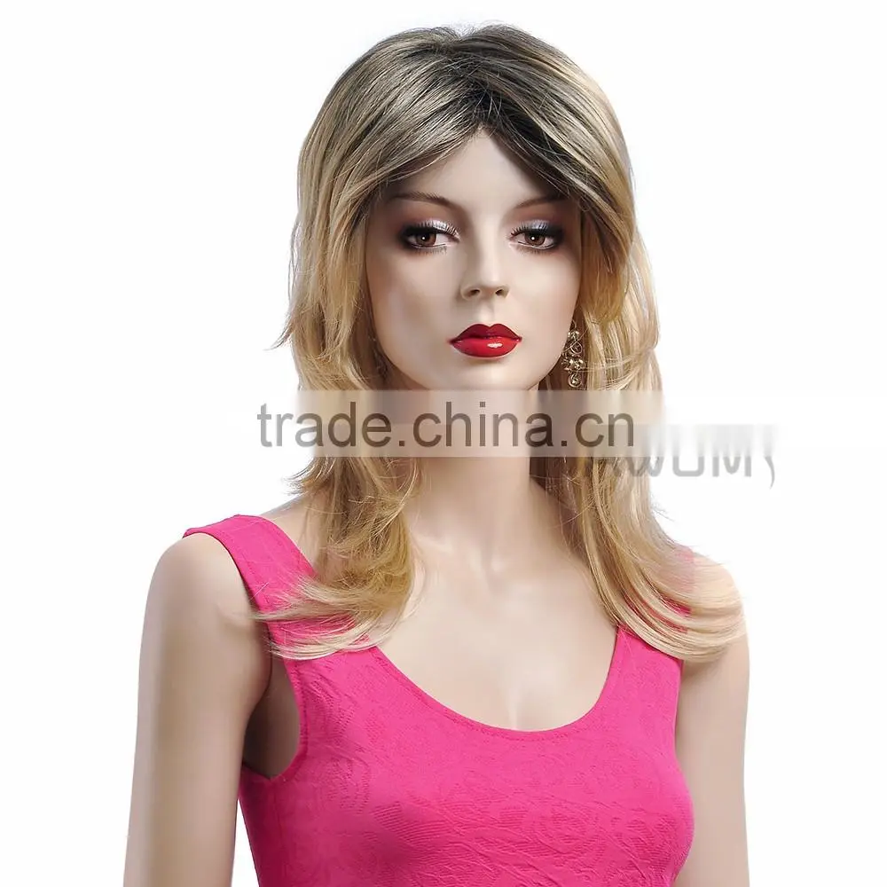 female straight inclined bang blending wig hair