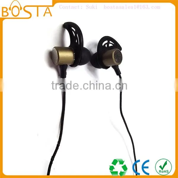 Sports waterproof magnet cheap stainless steel silver bluetooth earphones 2016