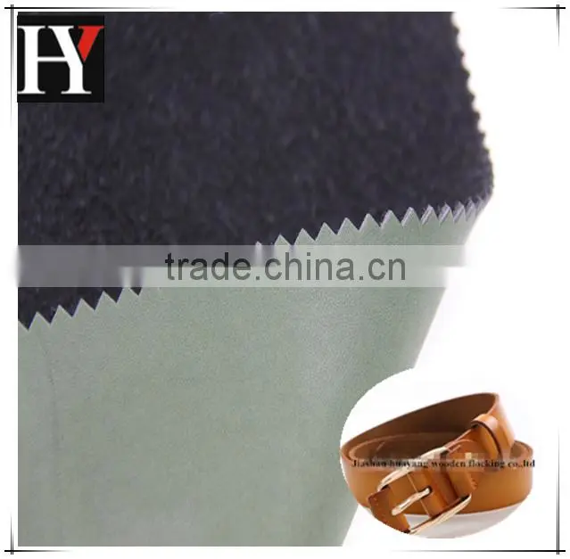 2015 Thick Brushed Pu Leather Raw Material For belt Shoe Making With Flocked Fabric