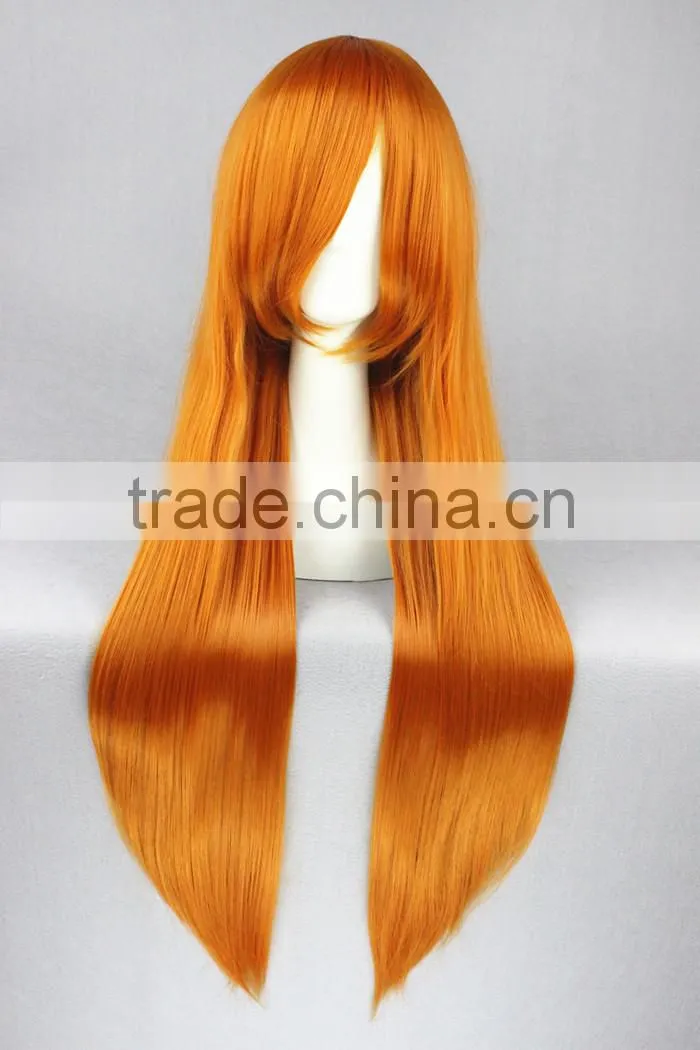 High Quality 80cm Long Straight Orange Wigs EVA Soryu Asuka Langley Cosplay Hair Wigs Synthetic Anime Wig Party Wig