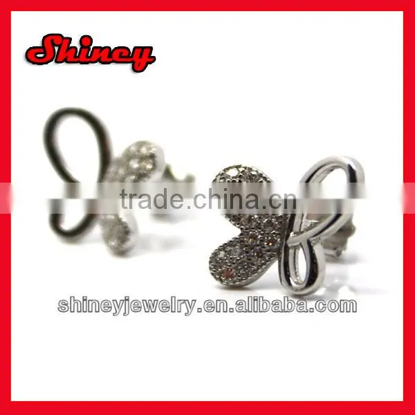 White & Yellow Round Diamond Micro Pave Setting Kite Shape Stud Earrings designer silver earring with pave cz