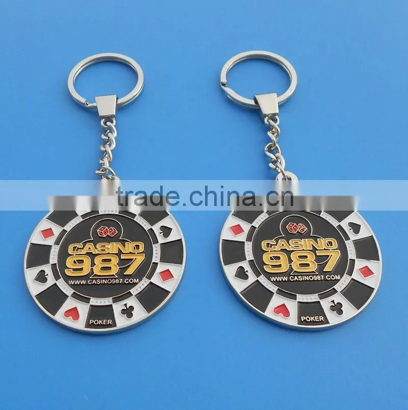 Metal Red & Green Oval Cross Circles Cut-out Hanging Charm with Key Ring Keychain