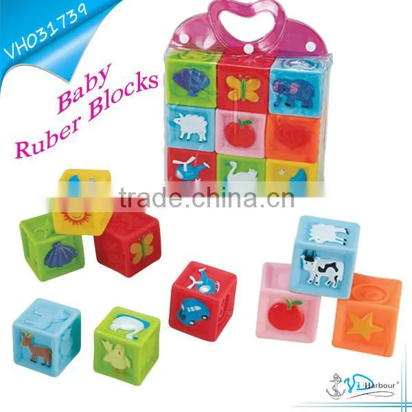 Vinyl soft Children Building Blocks Cartoon Animal and Number(9pcs)