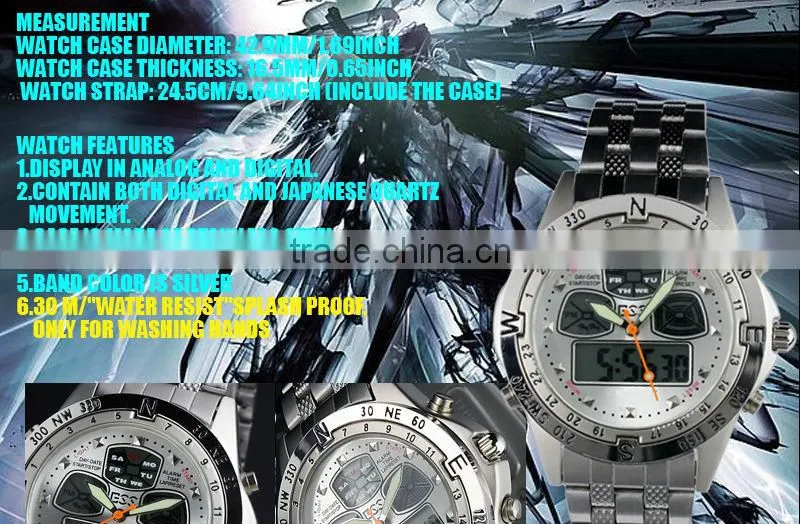 Brand New men sport large display digital multifunction watch WM014-ESS