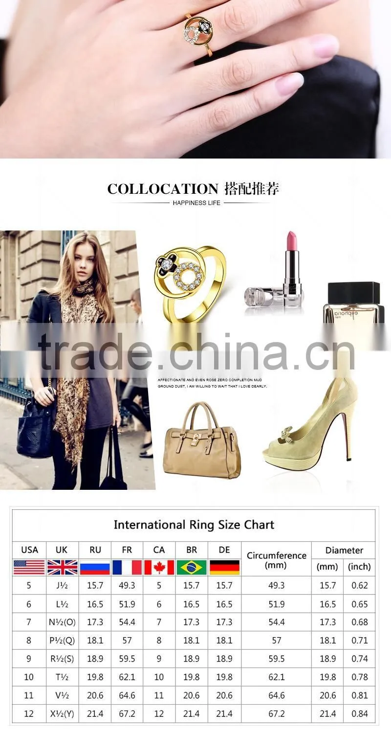 Custom gold plated wedding finger fing / Wholesale fashion jewelry