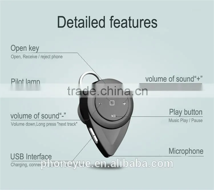 2016 newest design poratble handfree wireless bluetooth headsets headphone