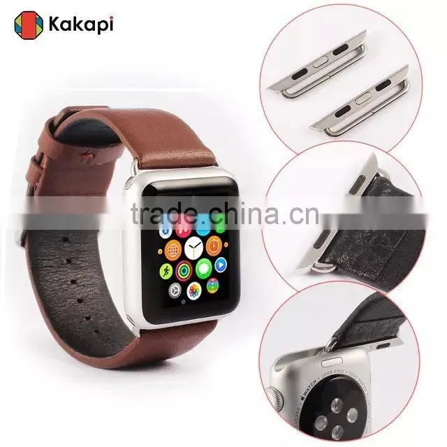 Kakapi One Buckle Smooth Leather Watch Band Wrist Strap With Watchband Converter For 42MM Apple Watch MT-3911