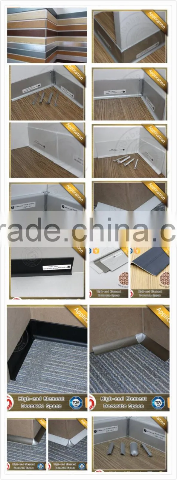 Laminate flooring tile trim aluminum cabinet skirting board for kitchen