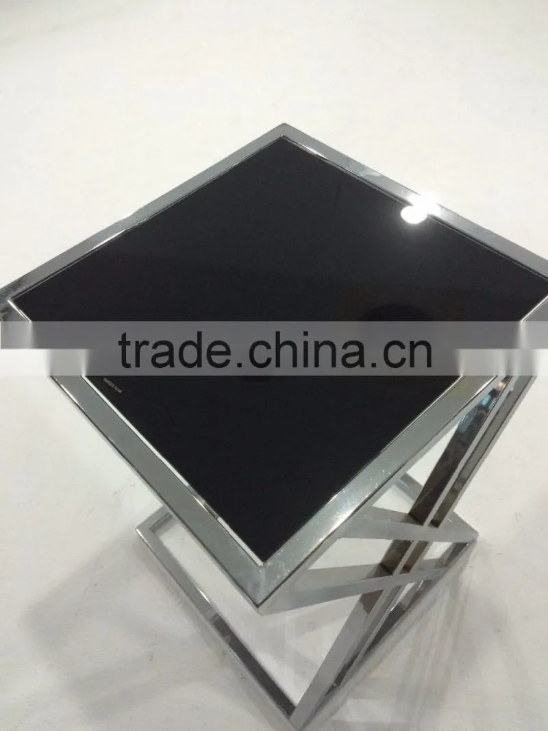 Modern Black Metal Glass Coffee Table