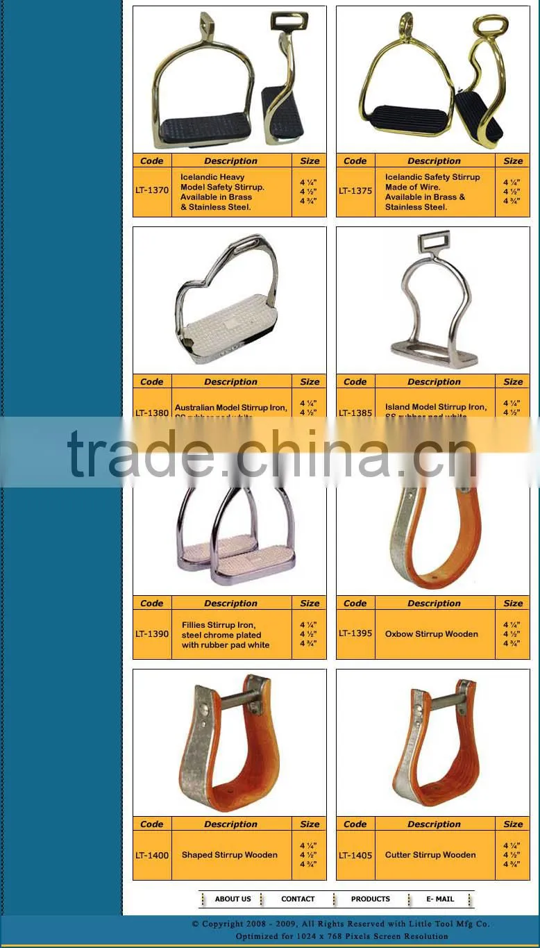 Fillies Stirrup Iron, Brass with rubber pad white, Horse Stirrups- Horse Ridding Products