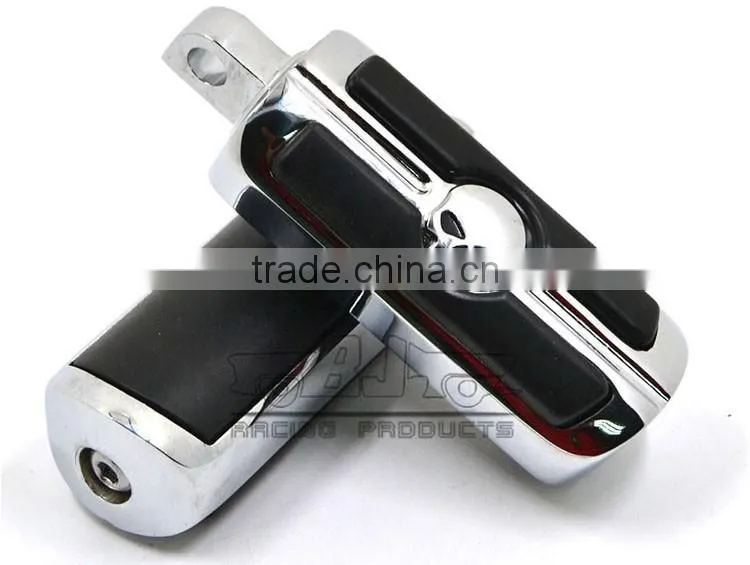 BJ-FP216-051 Chrome Billet Aluminum Foot Pegs Pedal for Serrated Harley Davidson Style