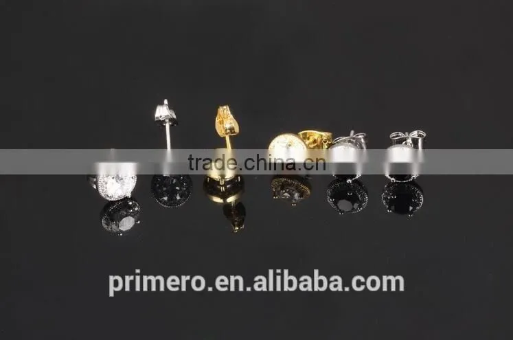 Round design Real Gold plated Fashion Jewelry Zircon Crystal Wedding Earrings