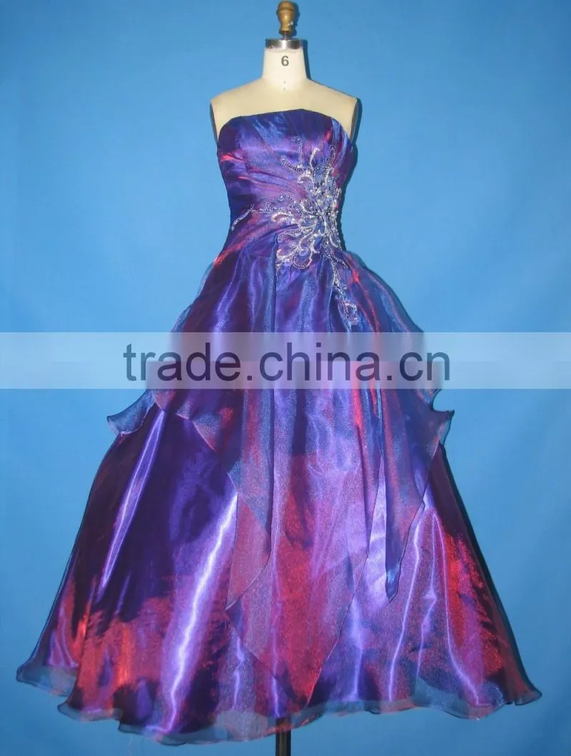 China Purple Fashion Wholesale Long Puffy Prom Dresses
