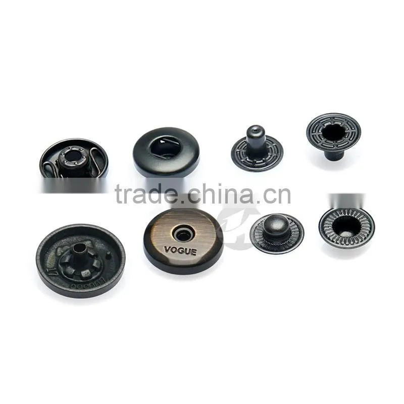 Brushed Filament Spray Color 4 parts Metal Coats Spring Snap Button